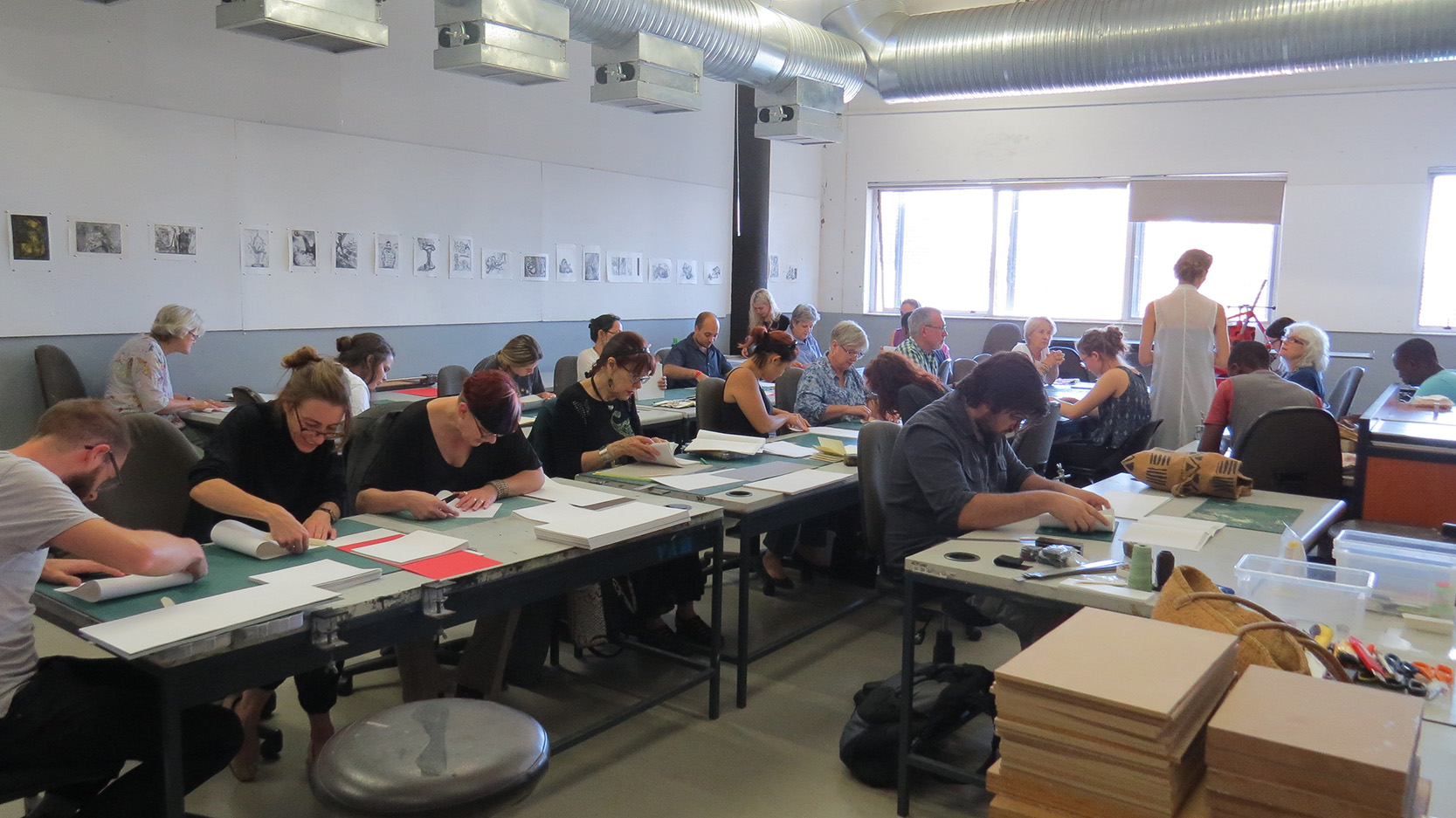 Click the image for a view of: Helene van Aswegens Bookbinding Workshop, Department of  Visual Art, Thurs 23 March